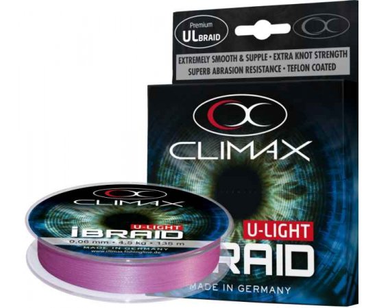 Pletená šnúra Climax iBraid U-Light fluo-fialová 135m Priemer: 0,08mm / 6kg