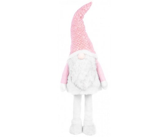 Postavička MagicHome Vianoce, Škriatok v šatách, látkový, ružovo-biely, 50x40x163 cm
