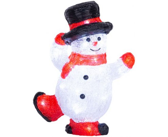 Dekorácia MagicHome Vianoce, Snehuliak, 30x LED, studená biela, akryl, IP44, exteriér, 22x14x30 cm