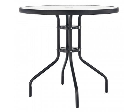 KONDELA Jedálenský stôl, čierna oceľ/tvrdené sklo, BORGEN TYP 2