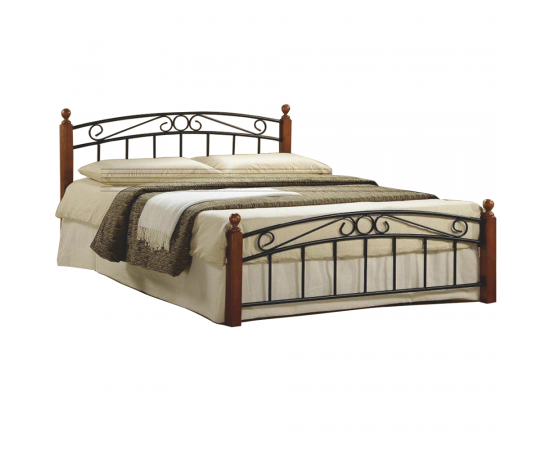 KONDELA Manželská posteľ, čerešňa/čierny kov, 180x200, DOLORES
