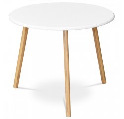 AUTRONIC AF-1144 WT Stůl konferenční 60x60x50 cm,  MDF bílá deska,  nohy bambus přírodní odstín