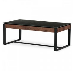 AUTRONIC AHG-285 BK Stůl konferenční, deska slinutá keramika 120x61, černý mramor, nohy černý kov, tmavě hnedá dýha