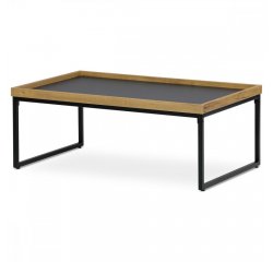 AUTRONIC CT-611 OAK Stůl konferenční, MDF deska šedá s dekorativní hranou divoký dub, černý kov.
