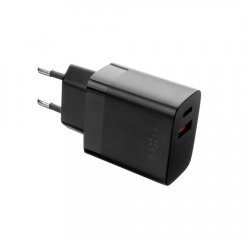 FIXED FIXC20N-CU-BK SIETOVA NABIJACKA S USB-C A USB VYSTUPOM, PODPORA PD A QC 3.0, 20W, CIERNA