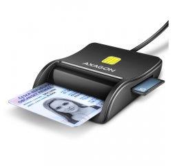 AXAGON CRE-SM3SD, USB-A FLATREADER CITACKA SMART CARD (EOBCANKA) + SD/MICROSD/SIM, KABEL 1.3M