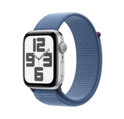 APPLE WATCH SE GPS 44MM SILVER ALUMINIUM CASE WITH WINTER BLUE SPORT LOOP MREF3QC/A