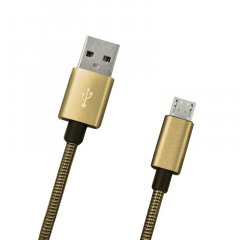 MOBILNET KAB-0095-USB-MICRO DATOVY KABEL MICRO USB ZLATY METALICKY, 1M, 2A