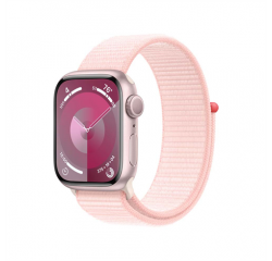 APPLE WATCH SERIES 9 GPS 41MM PINK ALUMINIUM CASE WITH LIGHT PINK SPORT LOOP, MR953QC/A