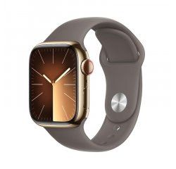 APPLE WATCH SERIES 9 GPS + CELLULAR 41MM GOLD STAINLESS STEEL CASE WITH CLAY SPORTBAND-M/L,MRJ63QC/A