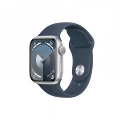 APPLE WATCH SERIES 9 GPS 41MM SILVER ALUMINIUM CASE WITH STORM BLUE SPORT BAND - S/M, MR903QC/A